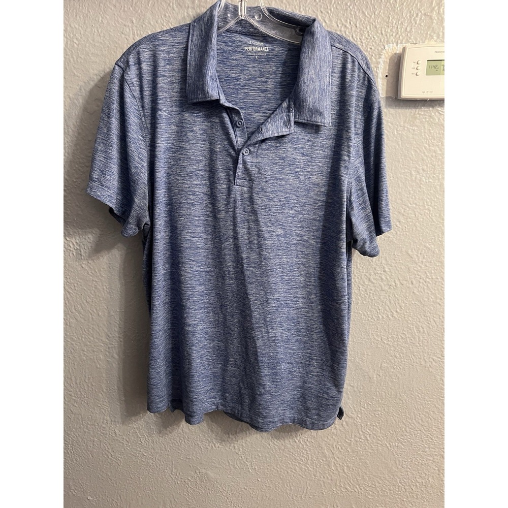 J.Crew Performance Mens Blue Short Sleeve Polo Shirt Large